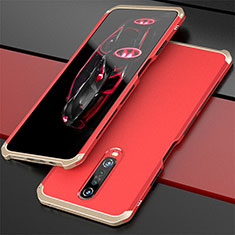 Funda Lujo Marco de Aluminio Carcasa para Xiaomi Redmi K30i 5G Oro y Rojo