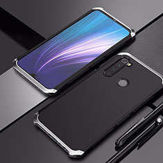 Funda Lujo Marco de Aluminio Carcasa para Xiaomi Redmi Note 8 (2021) Plata y Negro