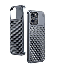 Funda Lujo Marco de Aluminio Carcasa QC1 para Apple iPhone 13 Pro Max Negro
