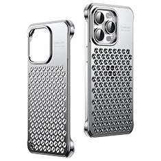 Funda Lujo Marco de Aluminio Carcasa QC1 para Apple iPhone 14 Pro Plata