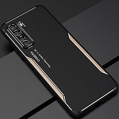 Funda Lujo Marco de Aluminio Carcasa T01 para Huawei Nova 7 SE 5G Oro