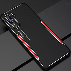 Funda Lujo Marco de Aluminio Carcasa T01 para Huawei Nova 7 SE 5G Rojo