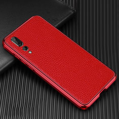 Funda Lujo Marco de Aluminio Carcasa T01 para Huawei P20 Pro Rojo