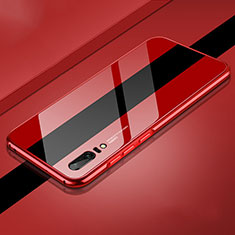 Funda Lujo Marco de Aluminio Carcasa T01 para Huawei P20 Rojo