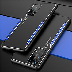 Funda Lujo Marco de Aluminio Carcasa T01 para Huawei P40 Pro+ Plus Azul