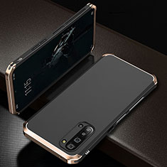 Funda Lujo Marco de Aluminio Carcasa T01 para Oppo Find X2 Lite Oro y Negro