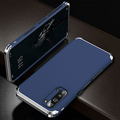 Funda Lujo Marco de Aluminio Carcasa T01 para Oppo Reno3 Azul