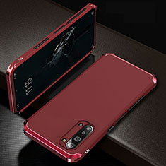 Funda Lujo Marco de Aluminio Carcasa T01 para Oppo Reno3 Rojo