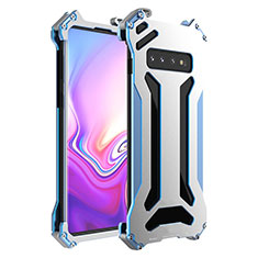 Funda Lujo Marco de Aluminio Carcasa T01 para Samsung Galaxy S10 Plata