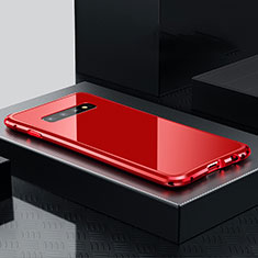 Funda Lujo Marco de Aluminio Carcasa T01 para Samsung Galaxy S10 Plus Rojo