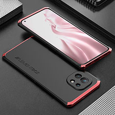 Funda Lujo Marco de Aluminio Carcasa T01 para Xiaomi Mi 11 Lite 4G Rojo y Negro