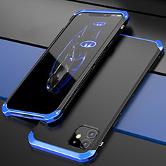 Funda Lujo Marco de Aluminio Carcasa T02 para Apple iPhone 12 Mini Azul y Negro
