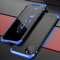 Funda Lujo Marco de Aluminio Carcasa T02 para Apple iPhone 12 Pro Max Azul y Negro