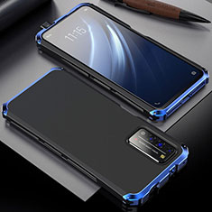 Funda Lujo Marco de Aluminio Carcasa T02 para Huawei Honor X10 5G Azul y Negro