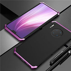 Funda Lujo Marco de Aluminio Carcasa T02 para Huawei Mate 30E Pro 5G Morado y Negro