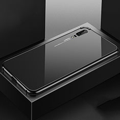 Funda Lujo Marco de Aluminio Carcasa T02 para Huawei P20 Negro