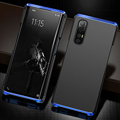 Funda Lujo Marco de Aluminio Carcasa T02 para Oppo Find X2 Neo Azul y Negro