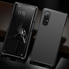 Funda Lujo Marco de Aluminio Carcasa T02 para Oppo Reno3 Pro Negro