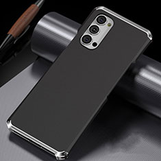 Funda Lujo Marco de Aluminio Carcasa T02 para Oppo Reno4 5G Plata y Negro