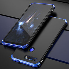 Funda Lujo Marco de Aluminio Carcasa T03 para Huawei Honor V20 Azul y Negro