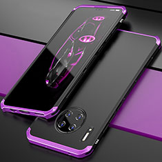 Funda Lujo Marco de Aluminio Carcasa T03 para Huawei Mate 30 5G Morado y Negro