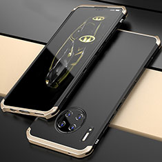 Funda Lujo Marco de Aluminio Carcasa T03 para Huawei Mate 30 Pro Oro y Negro