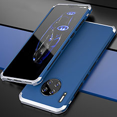 Funda Lujo Marco de Aluminio Carcasa T03 para Huawei Mate 30 Pro Plata y Azul