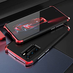 Funda Lujo Marco de Aluminio Carcasa T03 para Huawei P40 Rojo