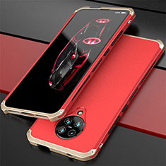 Funda Lujo Marco de Aluminio Carcasa T03 para Xiaomi Poco F2 Pro Oro y Rojo