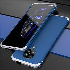 Funda Lujo Marco de Aluminio Carcasa T03 para Xiaomi Poco F2 Pro Plata y Azul