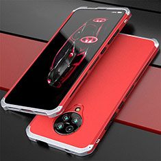 Funda Lujo Marco de Aluminio Carcasa T03 para Xiaomi Poco F2 Pro Plata y Rojo