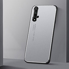 Funda Lujo Marco de Aluminio Carcasa T04 para Huawei Nova 5T Plata