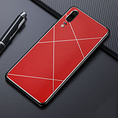 Funda Lujo Marco de Aluminio Carcasa T04 para Huawei P20 Rojo