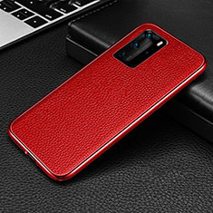 Funda Lujo Marco de Aluminio Carcasa T04 para Huawei P40 Pro Rojo