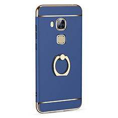 Funda Lujo Marco de Aluminio con Anillo de dedo Soporte para Huawei G7 Plus Azul