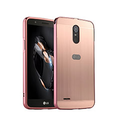 Funda Lujo Marco de Aluminio para LG Stylus 3 Oro Rosa