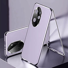 Funda Lujo Marco de Aluminio y Cuero Carcasa 360 Grados P01 para Huawei Honor 100 Pro 5G Morado