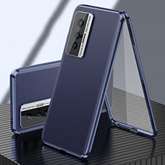 Funda Lujo Marco de Aluminio y Cuero Carcasa 360 Grados para Vivo X70 5G Azul