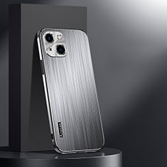 Funda Lujo Marco de Aluminio y Silicona Carcasa Bumper AT1 para Apple iPhone 14 Plata