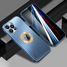 Funda Lujo Marco de Aluminio y Silicona Carcasa Bumper con Mag-Safe Magnetic JL1 para Apple iPhone 13 Pro Max Azul