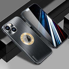Funda Lujo Marco de Aluminio y Silicona Carcasa Bumper con Mag-Safe Magnetic JL1 para Apple iPhone 14 Plus Negro
