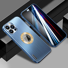 Funda Lujo Marco de Aluminio y Silicona Carcasa Bumper con Mag-Safe Magnetic JL1 para Apple iPhone 14 Pro Azul