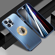 Funda Lujo Marco de Aluminio y Silicona Carcasa Bumper con Mag-Safe Magnetic JL1 para Apple iPhone 15 Pro Azul