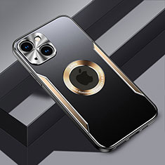 Funda Lujo Marco de Aluminio y Silicona Carcasa Bumper con Mag-Safe Magnetic JL3 para Apple iPhone 14 Plus Oro
