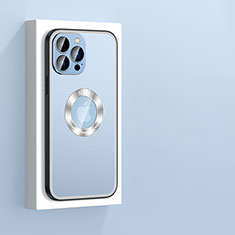 Funda Lujo Marco de Aluminio y Silicona Carcasa Bumper con Mag-Safe Magnetic JL4 para Apple iPhone 13 Pro Max Azul