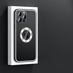 Funda Lujo Marco de Aluminio y Silicona Carcasa Bumper con Mag-Safe Magnetic JL4 para Apple iPhone 13 Pro Negro