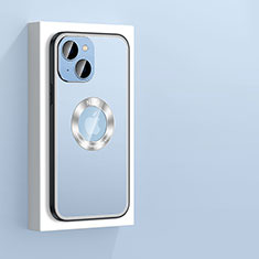 Funda Lujo Marco de Aluminio y Silicona Carcasa Bumper con Mag-Safe Magnetic JL4 para Apple iPhone 14 Azul