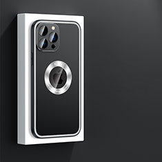 Funda Lujo Marco de Aluminio y Silicona Carcasa Bumper con Mag-Safe Magnetic JL4 para Apple iPhone 14 Pro Negro