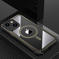 Funda Lujo Marco de Aluminio y Silicona Carcasa Bumper con Mag-Safe Magnetic QC1 para Apple iPhone 14 Negro