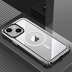 Funda Lujo Marco de Aluminio y Silicona Carcasa Bumper con Mag-Safe Magnetic QC1 para Apple iPhone 14 Plata